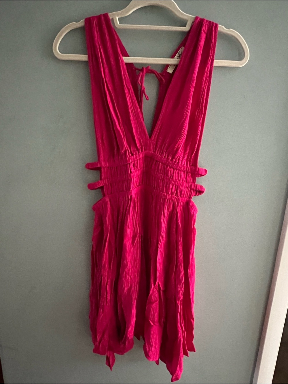 Blush Fuchsia Backless V-Neck Summer Dress